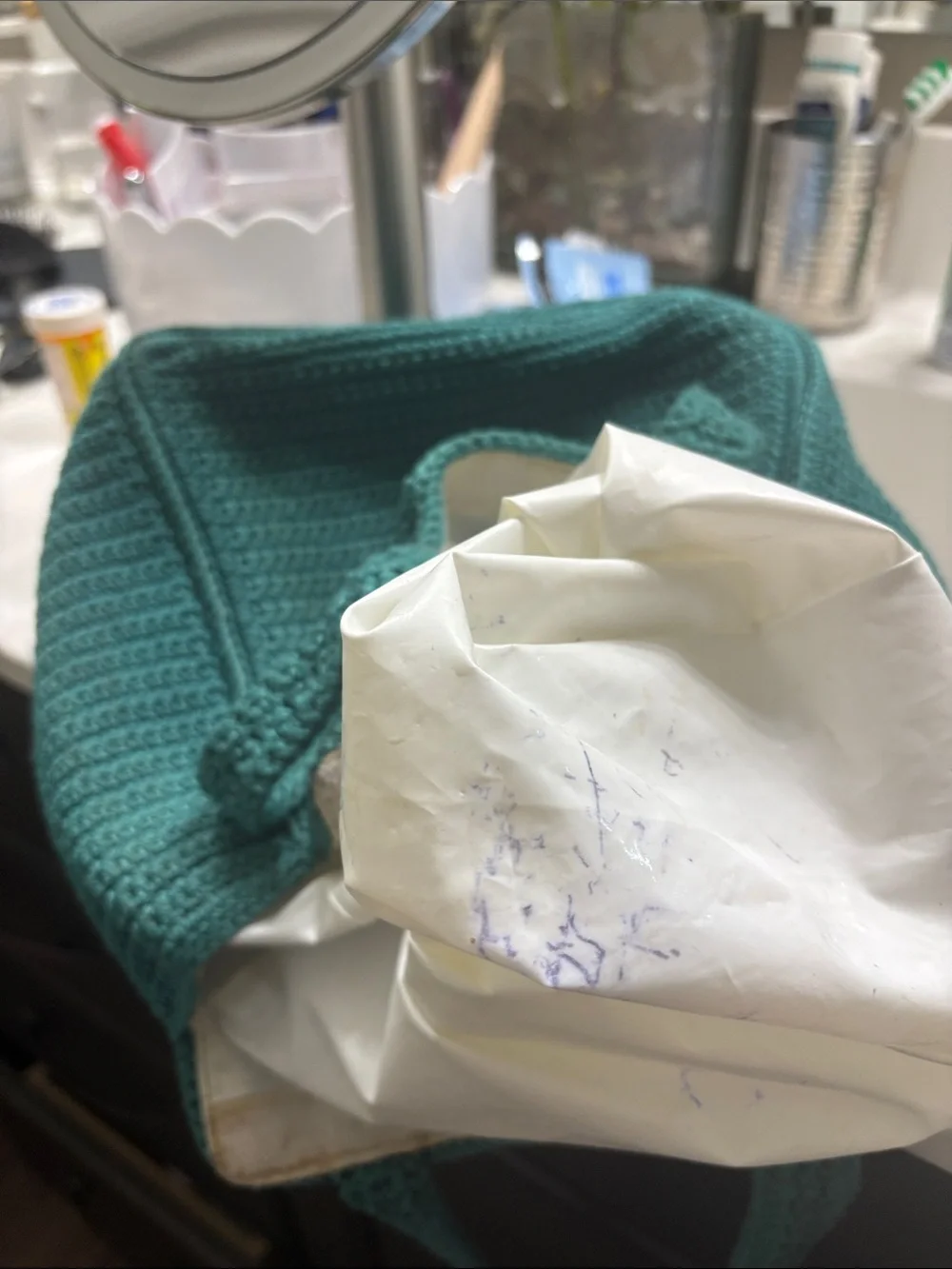 The Sak White Hobo with Teal Trim